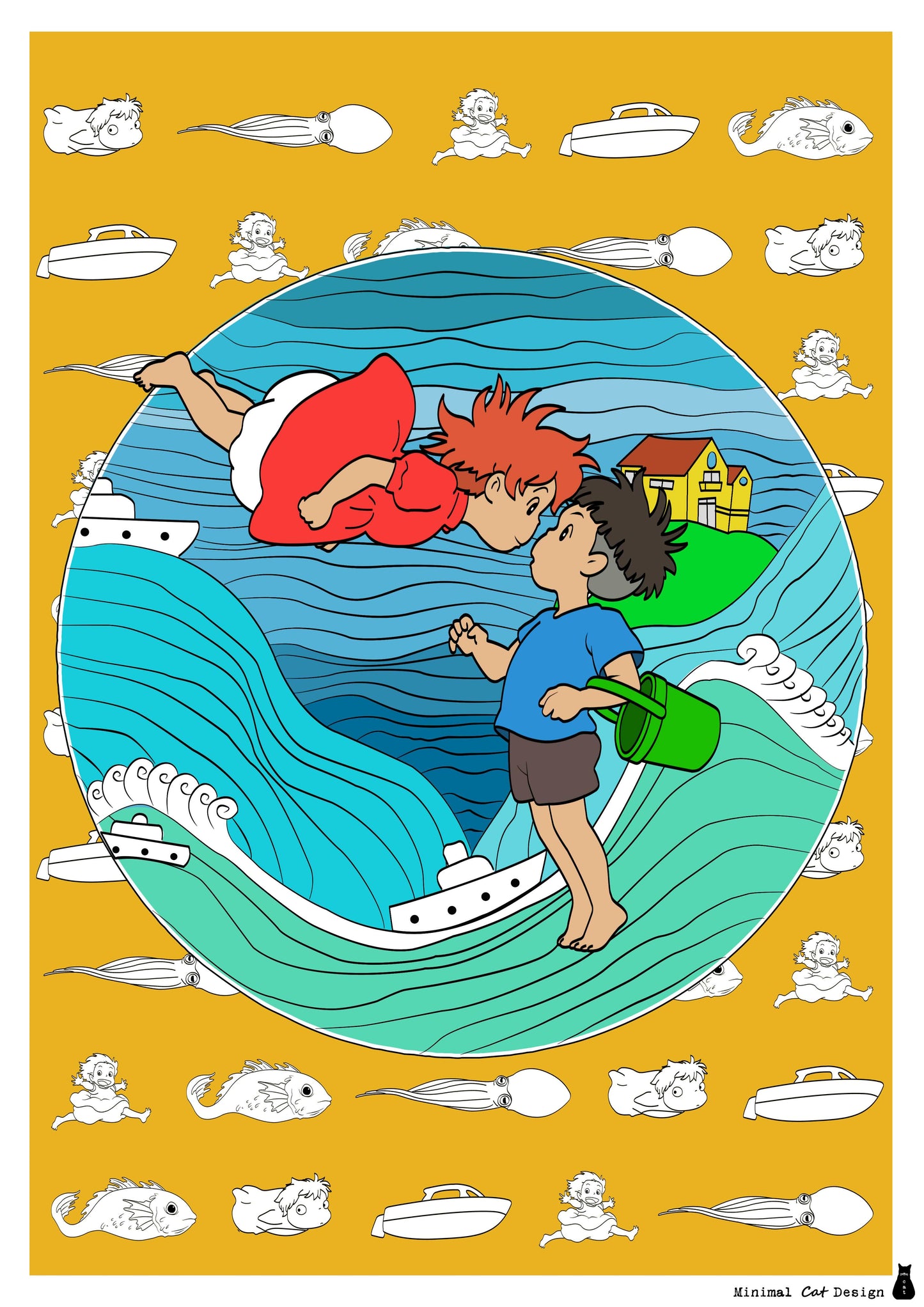 Póster Artístico – Ponyo on the Cliff by the Sea (2008) de Hayao Miyazaki