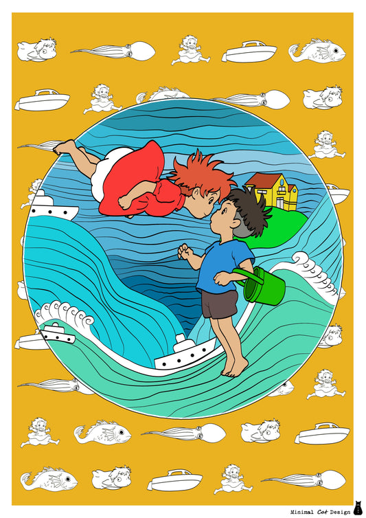 Póster Artístico – Ponyo on the Cliff by the Sea (2008) de Hayao Miyazaki