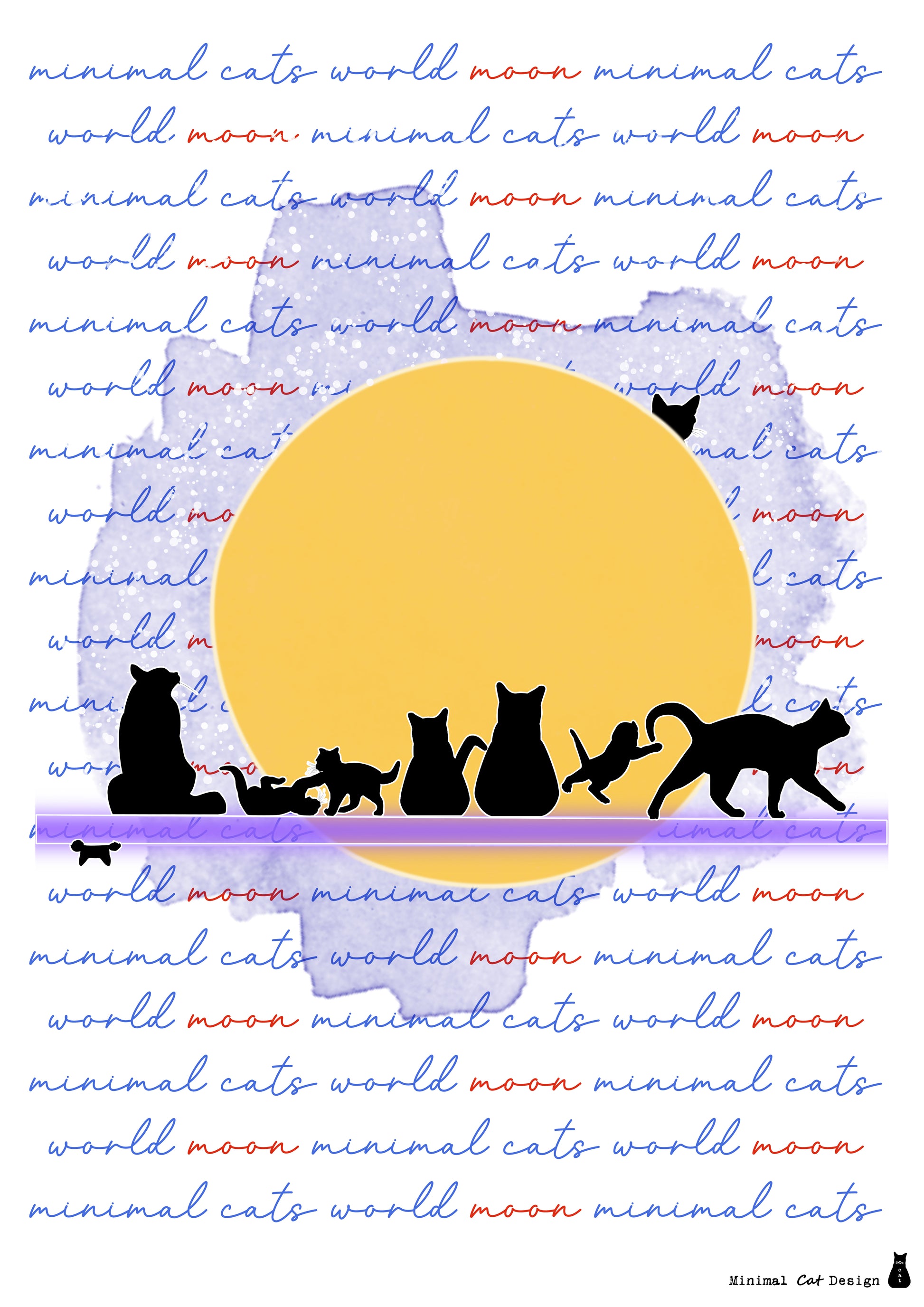 gatos mirando la luna– Poster Artístico | minimalcatdesign